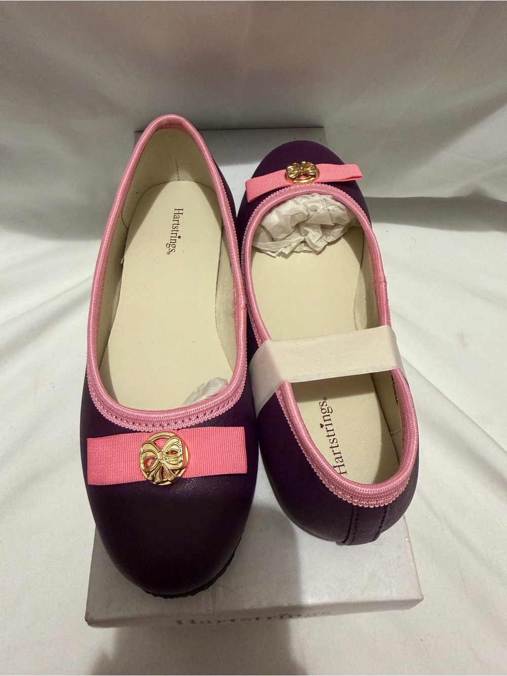 Hartstrings Purple and Pink Girls Ballet Flats with Bow Accent
